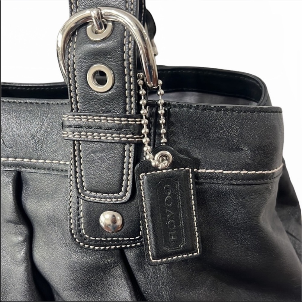 Coach F13733 Soho Black Pleated Leather Tote - Picture 3 of 10